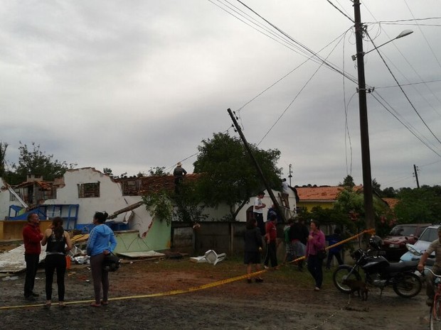 Chuva forte causou prejuízos em Canoinhas nesta quinta-feira (Foto: Defesa Civil/Divulgação)