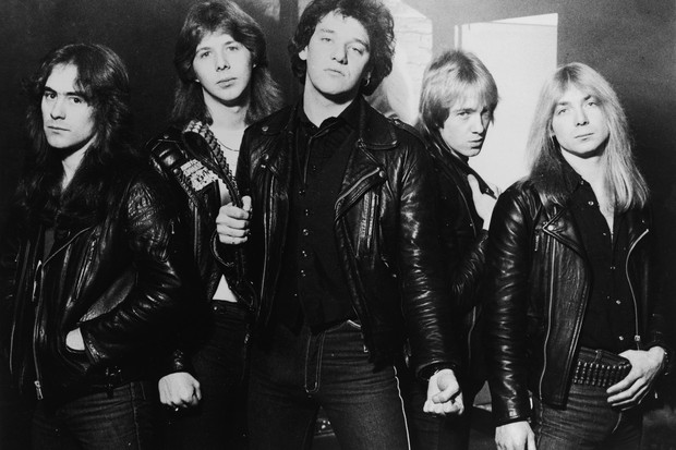 Iron Maiden na formação de 1981, com Steve Harris, Clive Burr, Paul Di'Anno, Adrian Smith, and Dave Murray (Foto: Getty Images)