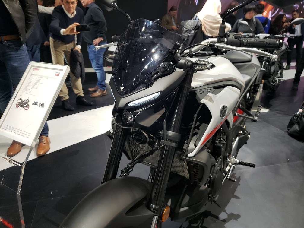 Yamaha MT-03 estava no Salão de Milão 2019 — Foto: Rafael Miotto/G1