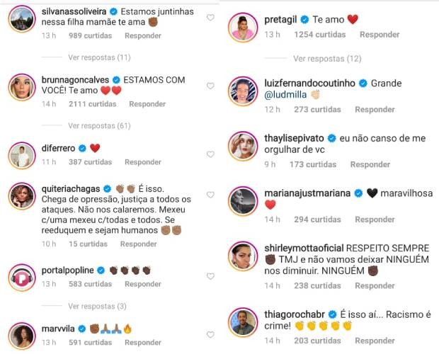 Ludmilla ganha apoio de famosos (Foto: Reprodução/Instagram)