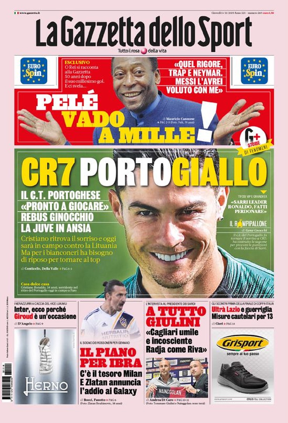 Capa do Gazzetta destaca entrevista com Pelé — Foto: Reprodução