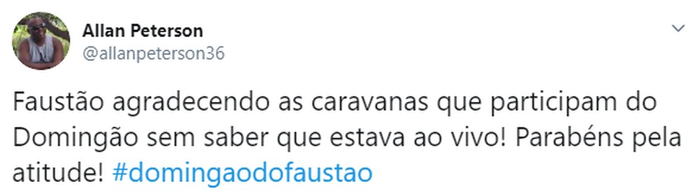 Faustão agradece presença do público no 'Domingão' e encanta internautas — Foto: Globo