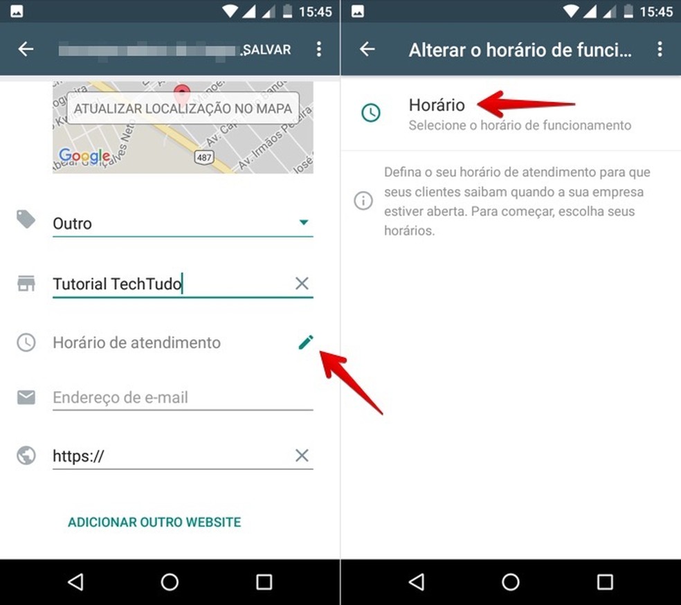 Adicionando horário de funcionamento (Foto: Reprodução/Helito Bijora)
