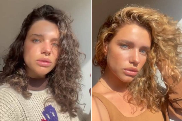 Bruna Linzmeyer antes e depois de mudar o visual (Foto: Reprodução/Instagram)