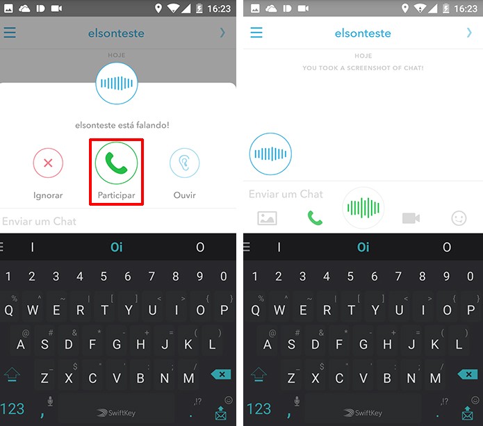 Participar de chamadas do Snapchat faz com que voz de ambos usuários sejam ouvidas (Foto: Reprodução/Elson de Souza)