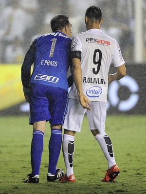 Fernando Prass e Ricardo Oliveira - Santos x Palmeiras (Foto: Marcos Ribolli)