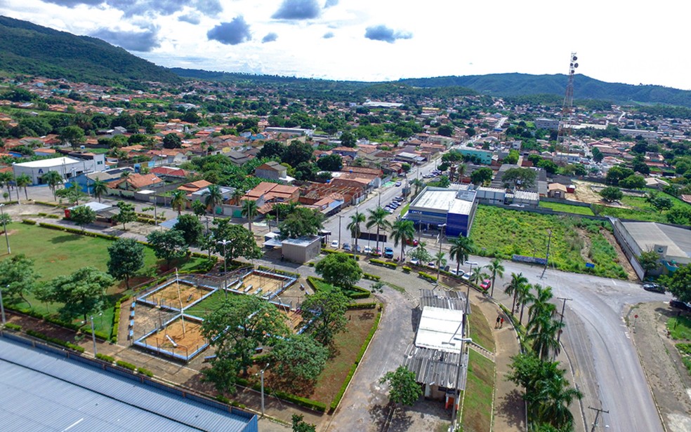 Vista aérea da cidade de Campos Belos — Foto: Reprodução/Prefeitura de Campos Belos