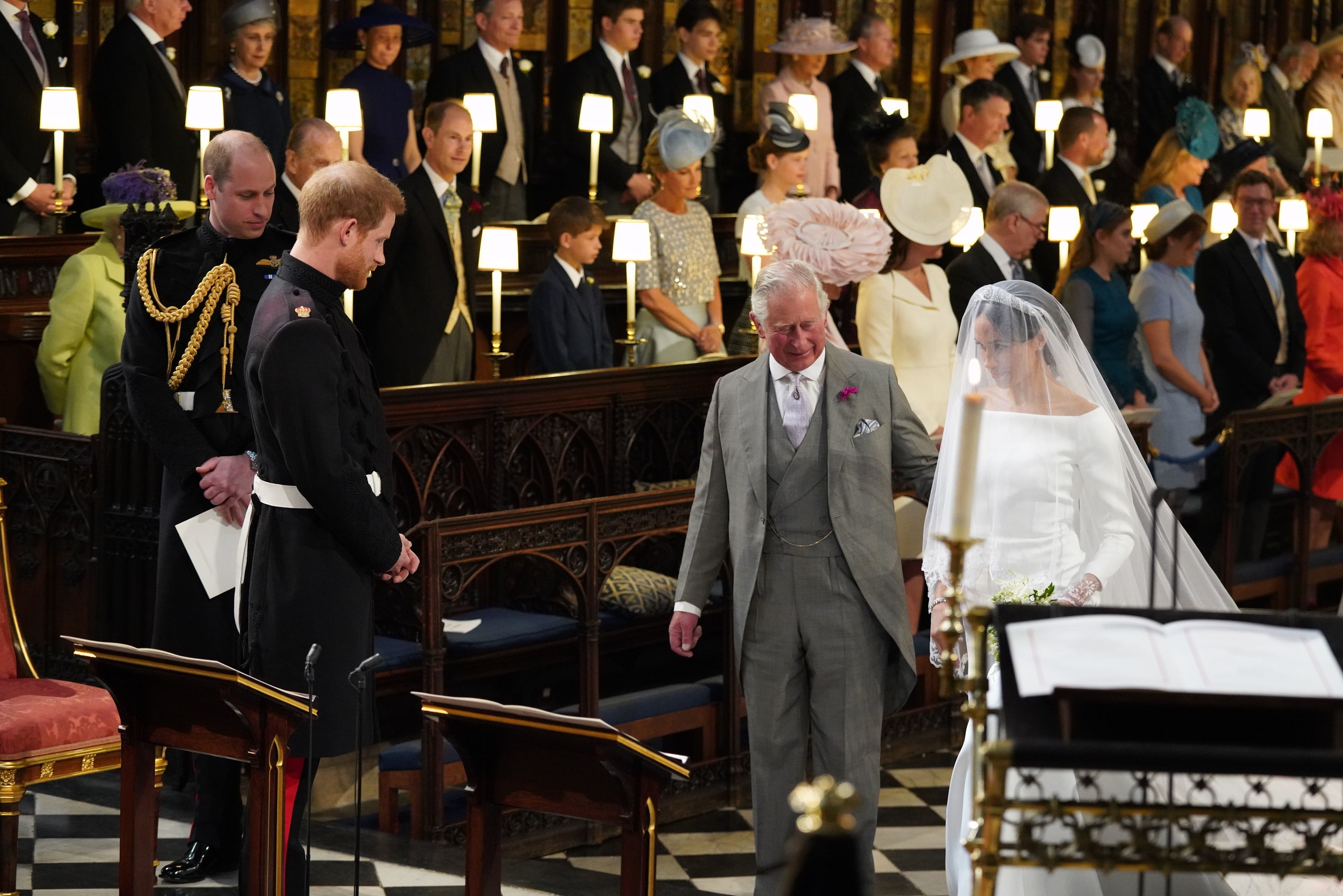 Príncipe Harry, Príncipe Charles e Meghan Markle (Foto: Getty Images)