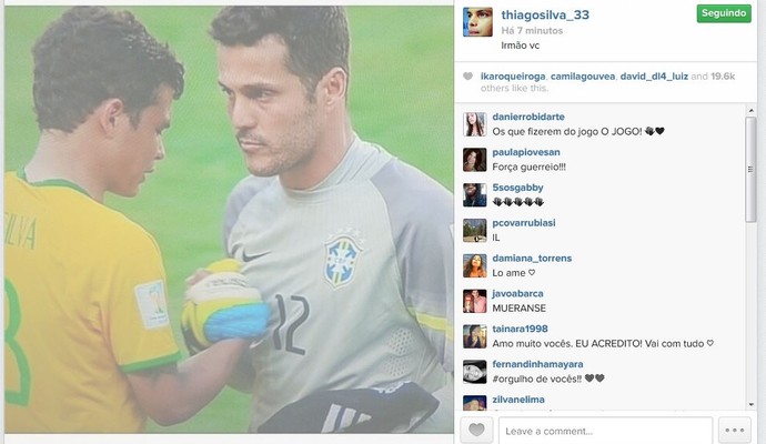 Thiago Silva manda recado para Julio César: "Irmão" (Foto: Reprodução/Instagram)
