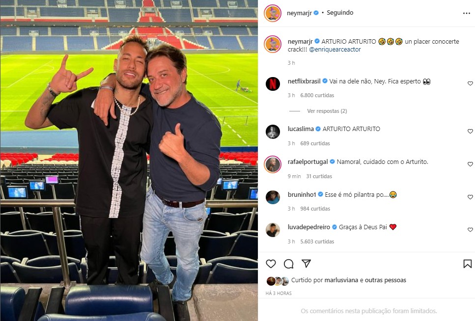 O post de Neymar com Enrique Arce Temple (Foto: Reprodução Instagram)
