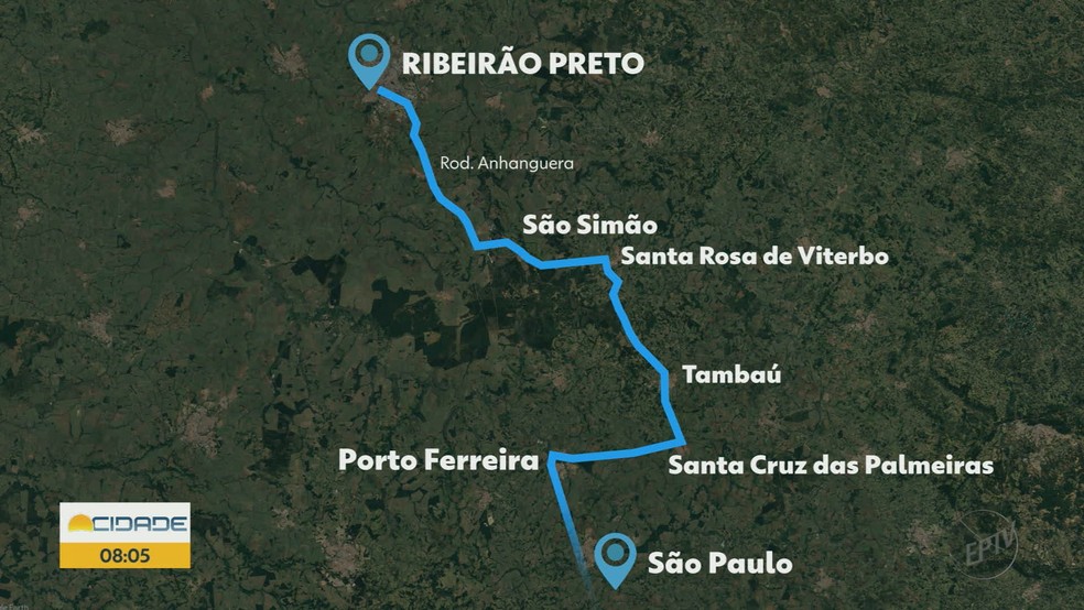 Anhanguera Interditada: Desvio para quem se desloca de São Paulo para Ribeirão Preto  — Foto: Reprodução/EPTV
