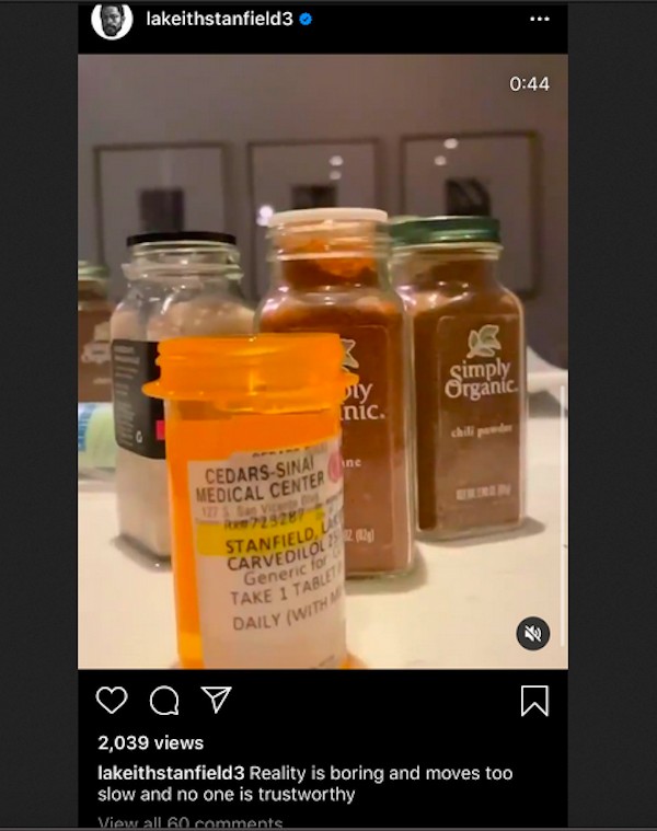 Um dos posts do ator LaKeith Stanfield que assustou seus fãs e seguidores nas redes sociais (Foto: Instagram)