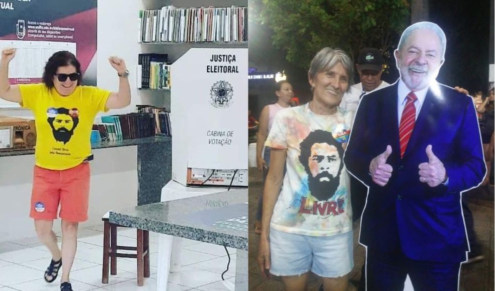 Fátima Pinho (à esquerda) e Vera Lúcia Cardoso (à direita) se manifestaram a favor de Lula durante todo o contexto eleitoral. — Foto: Arquivo Pessoal