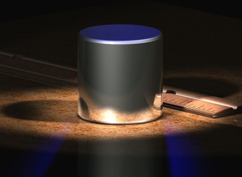 Imagem criada por computador mostra protótipo utilizado para calcular 1 kg — Foto: BBC