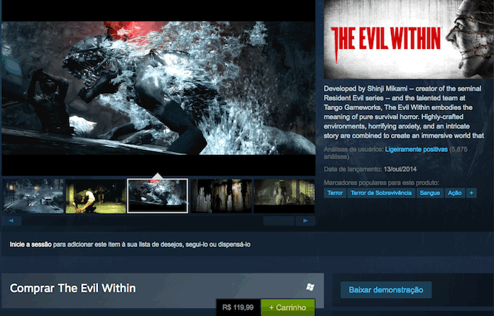 The Evil Within: como baixar o jogo de terror no PC (Foto: Reprodução/Victor Teixeira)