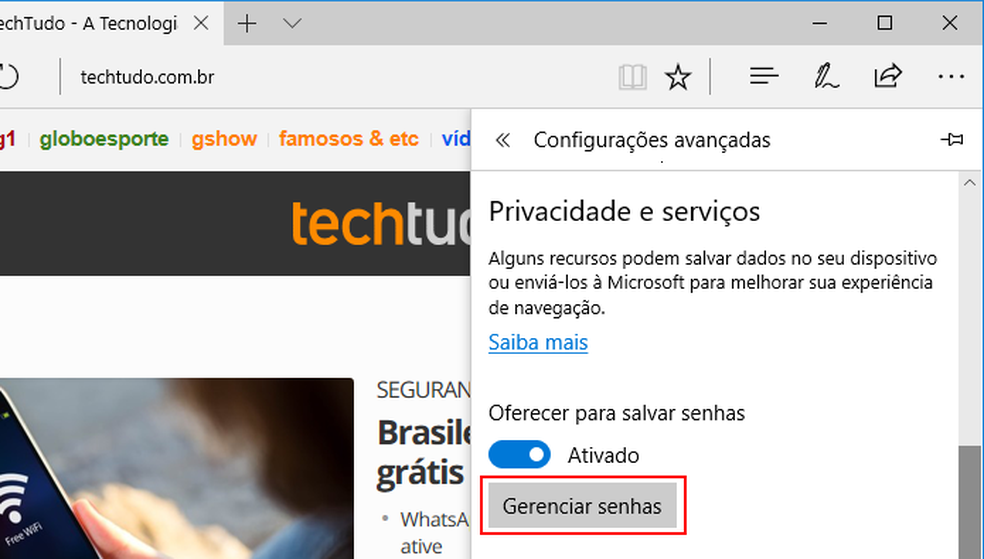 Como visualizar e gerenciar senhas salvas no Microsoft Edge Downloads