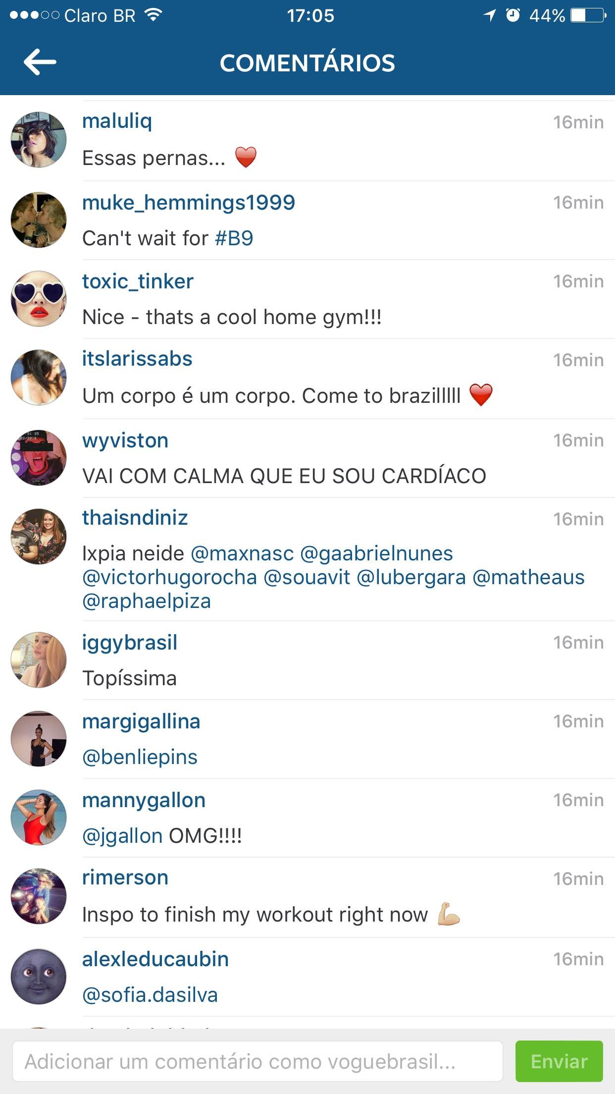 Comentários de brasileiros (Foto: Reprodução/Instagram)