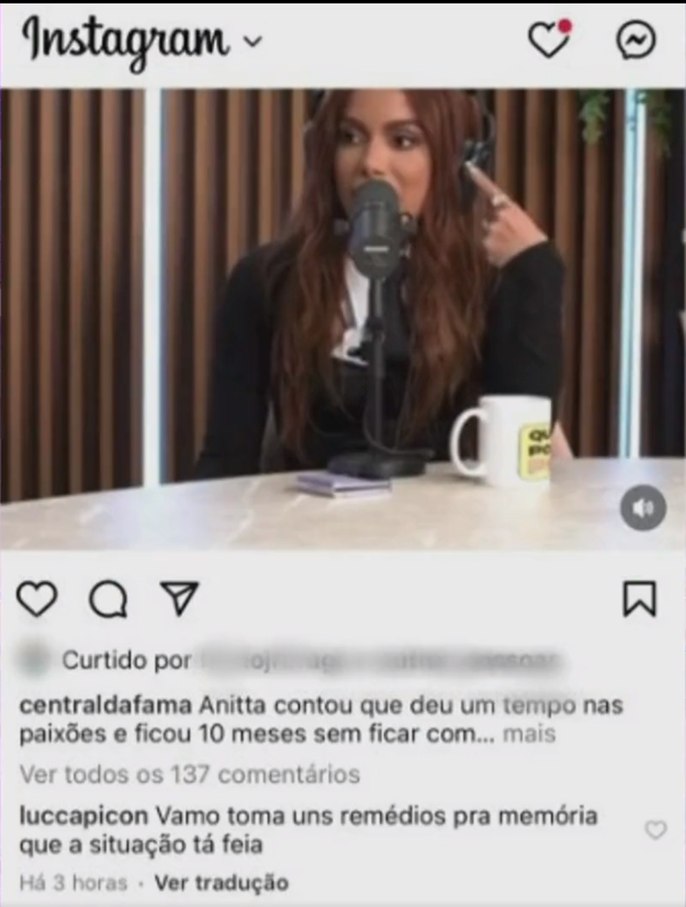 Anitta reclama de 'seca' e é desmentida em redes sociais por suposto affair  — Foto: Reprodução/Instagram 