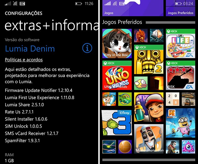 Lumia Denim será exibido nas configurações do aparelho após a instalaç
