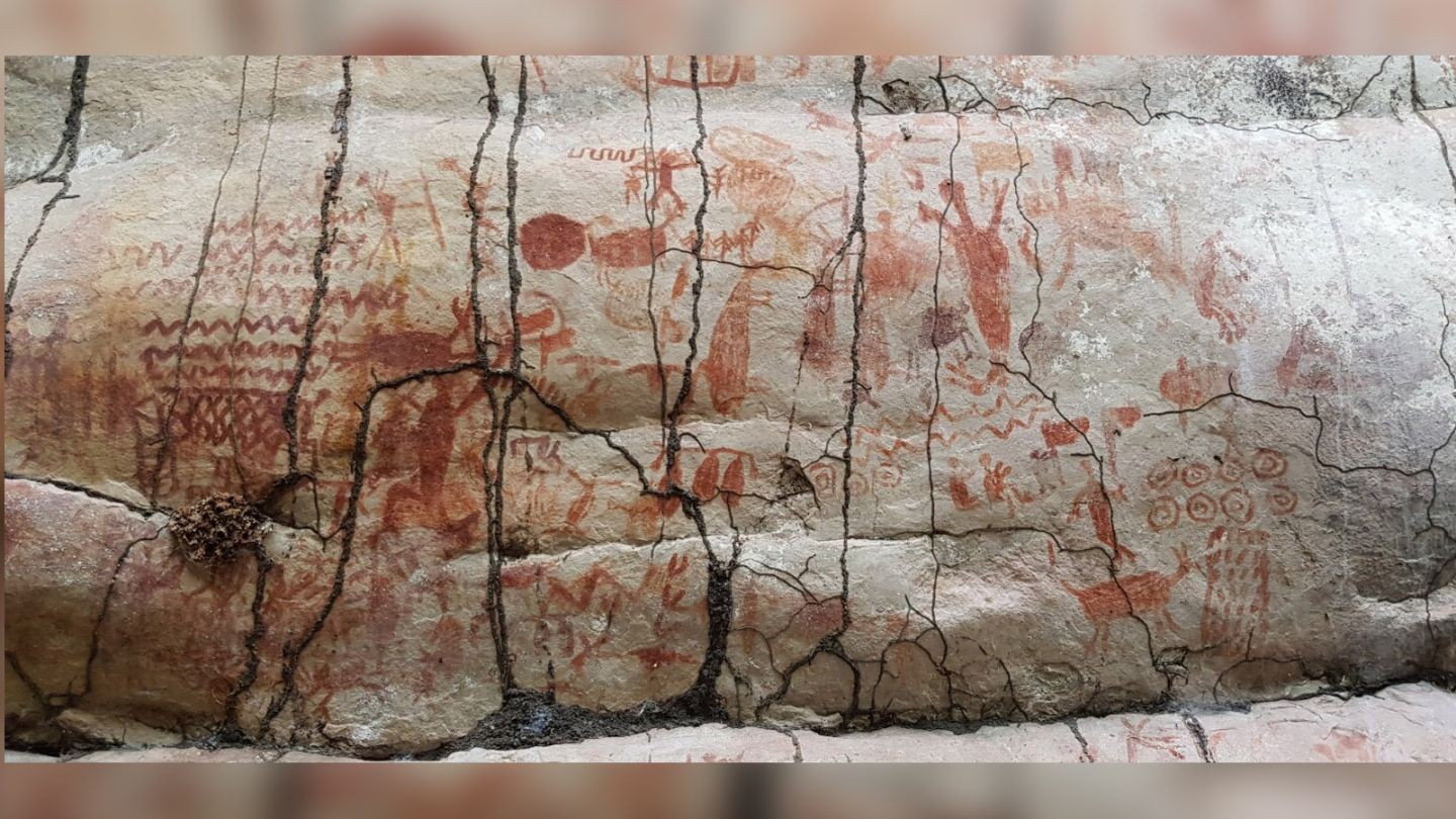 Pesquisadores descobrem artes rupestres na Amazônia que mostram animais gigantes da Idade do Gelo (Foto: Reprodução/wildbluemedia)