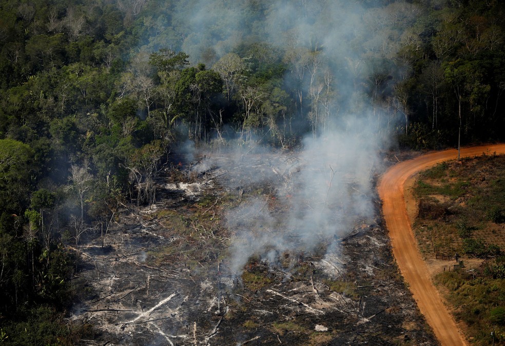 Ãrea devastada nas imediaÃ§Ãµes de Porto Velho, cidade com mais alertas de queimadas registrados de janeiro a agosto na AmazÃ´nia Legal â Foto: Bruno Kelly/Reuters