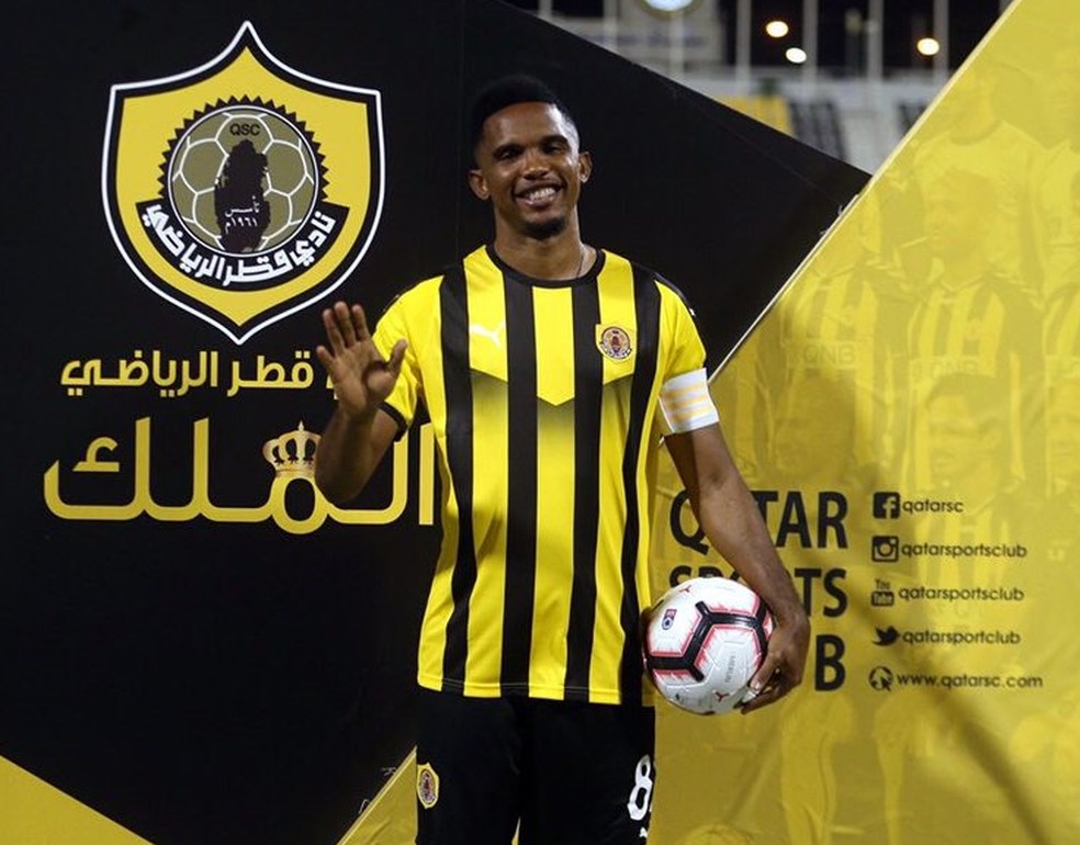 Eto'o em novo clube do Qatar (Foto: DivulgaÃ§Ã£o)