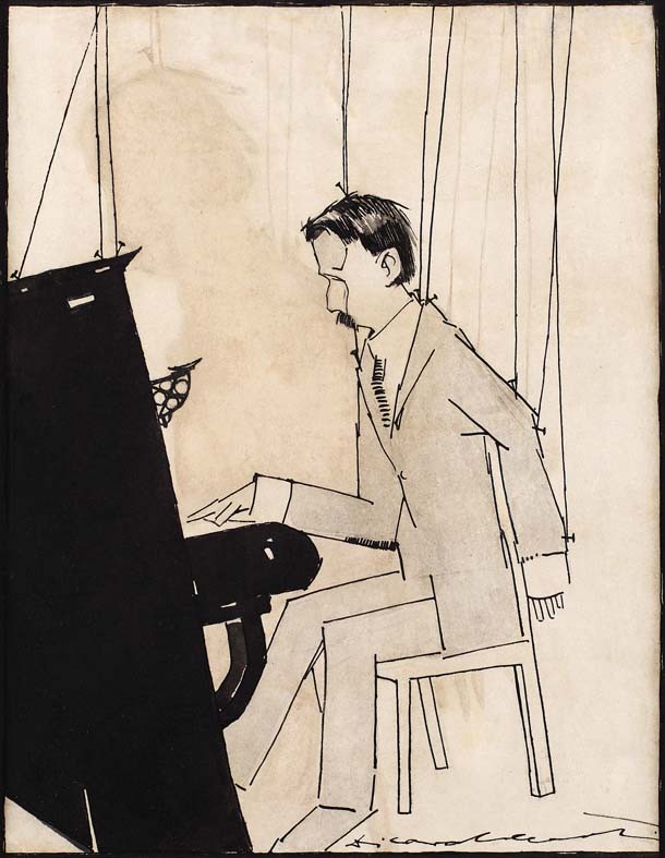 “Fantoche no piano”, 1917-1924 , uma das obras de Di Cavalcanti exibidas na exposição  (Foto: © DI Cavalcanti/ AUTVIS, Brasil, 2022)