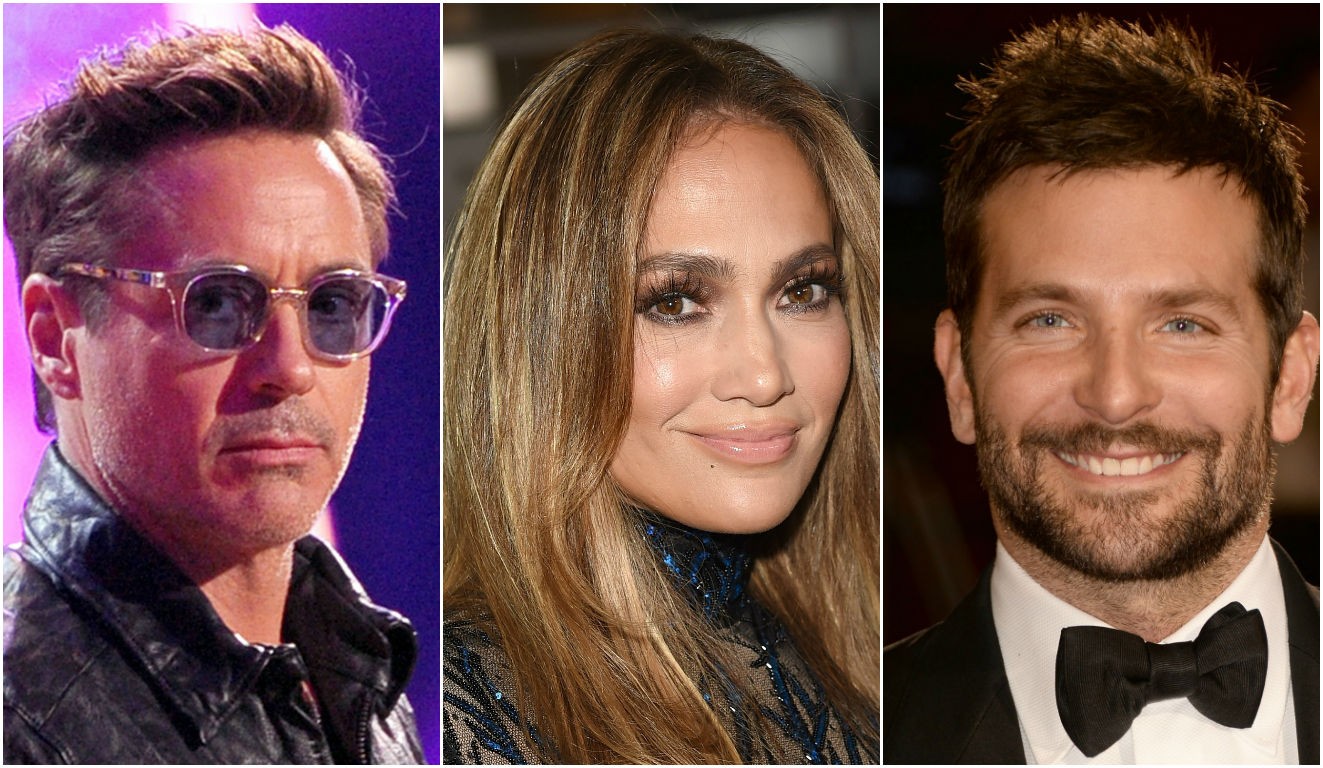Robert Downey Jr., Jennifer Lopez e Bradley Cooper (Foto: Getty Images)