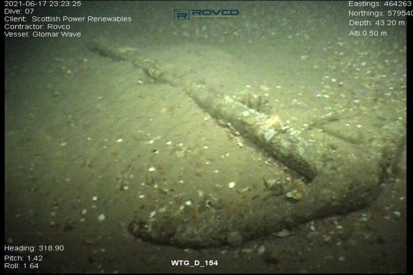 Âncora romana com mais de 2 metros de comprimento foi descoberta no fundo do Mar do Norte (Foto: Scottish Power Renewables )