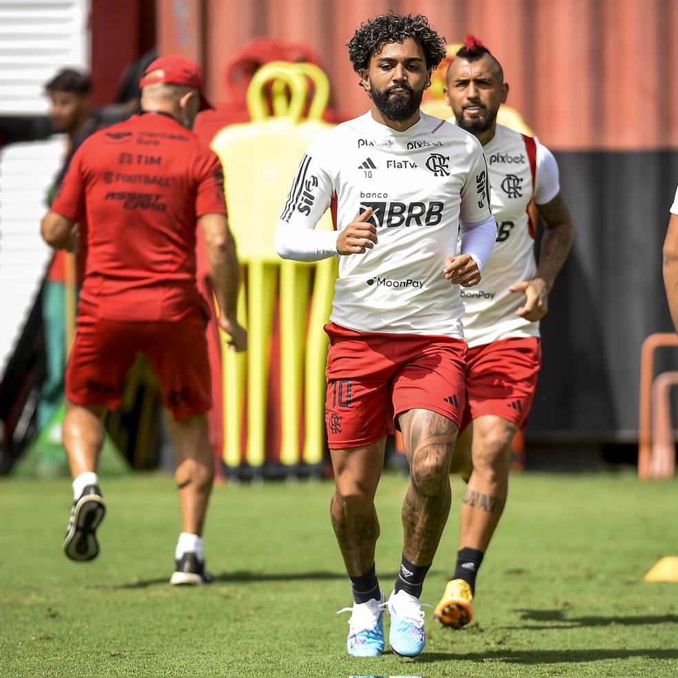 Gabigol em treino do Flamengo — Foto: Marcelo Cortes/Flamengo