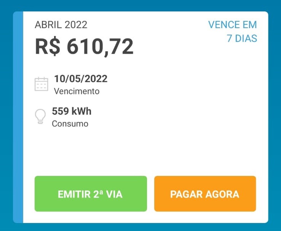 Valor foi corrigido para R$ 610 após reclamação de morador — Foto: Reprodução