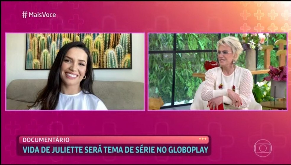 A campeã do 'BBB21' revelou a Ana Maria Braga detalhes de sua série no Globoplay e planos na música — Foto: TV Globo