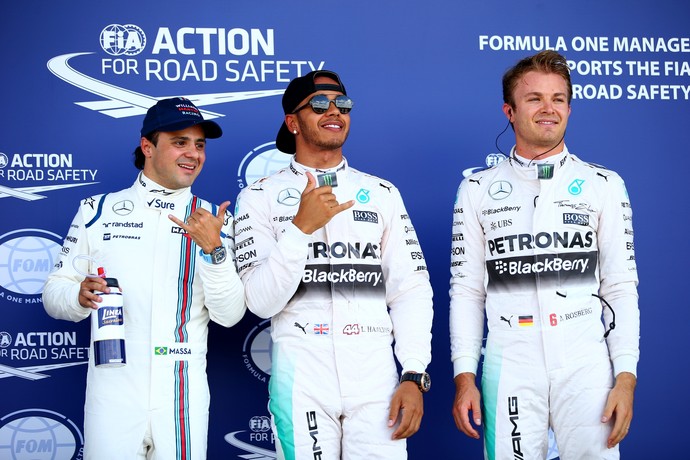 Felipe Massa Lewis Hamilton Nico Rosberg treino classificatório Silverstone GP da Inglaterra (Foto: Getty Images)