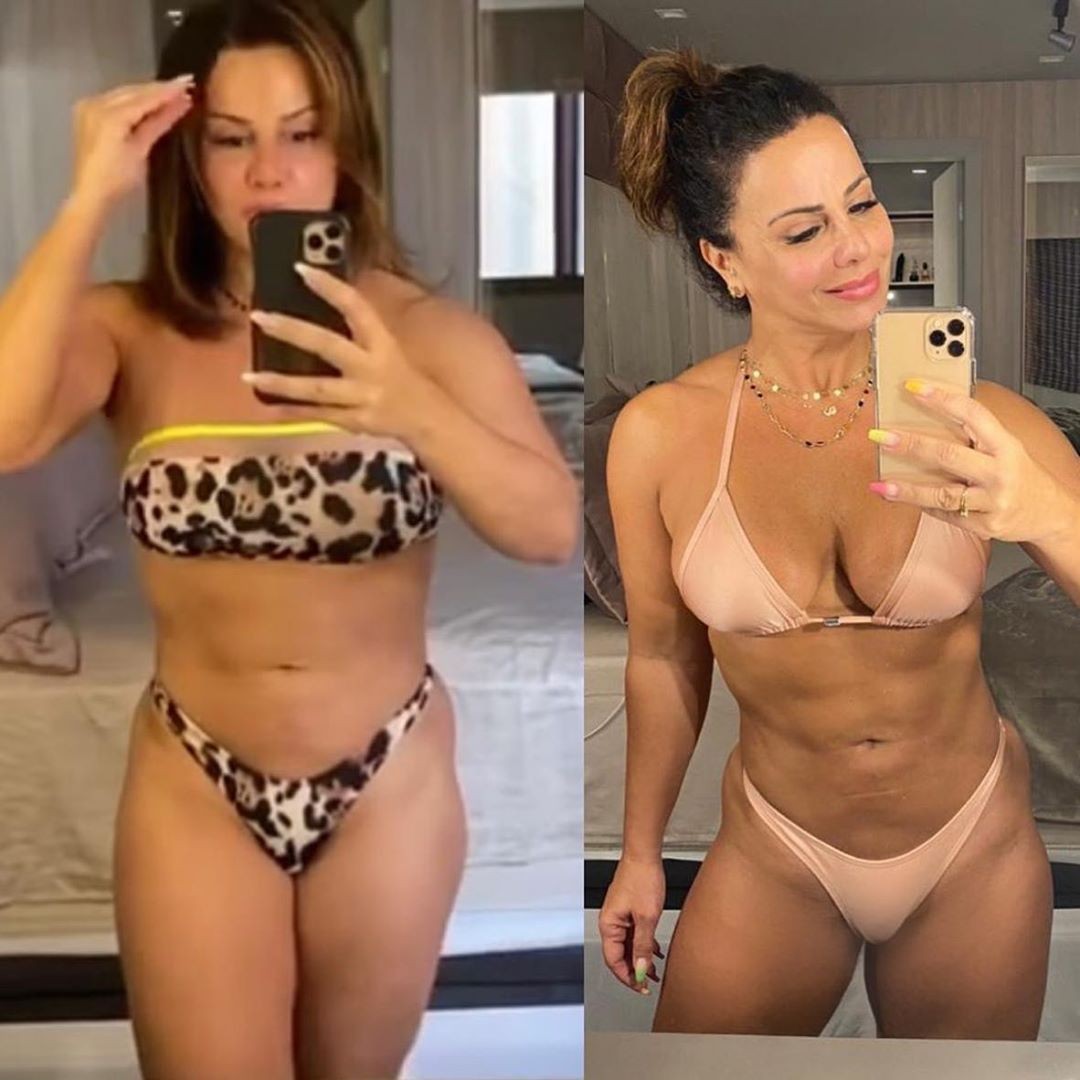 O antes e o depois de Viviane Araújo (Foto: Reprodução/ Instagram)