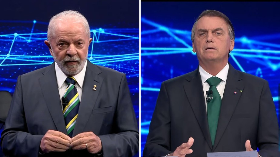 Lula e Bolsonaro, durante debate da Band