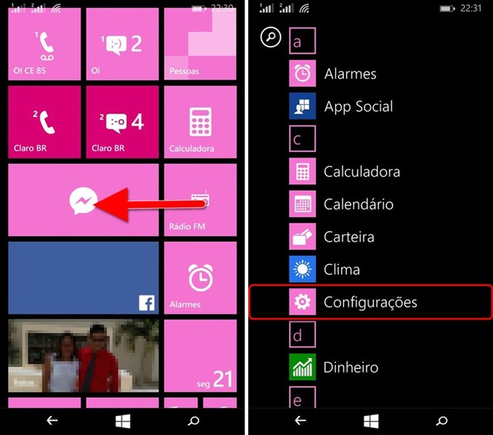 Acesse as configurações do Windows Phone (Foto: Felipe Alencar/TechTudo) (Foto: Acesse as configurações do Windows Phone (Foto: Felipe Alencar/TechTudo))