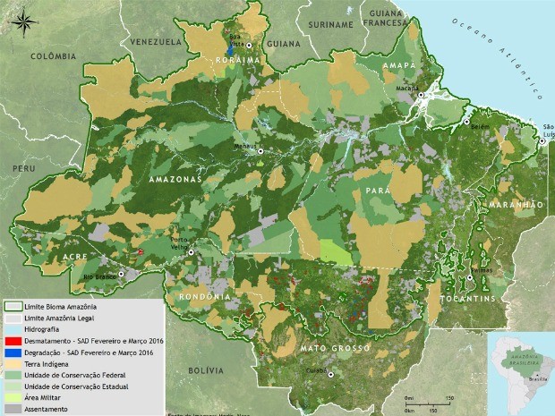 Mapa do desmatamento na Amazônia Legal (Foto: Reprodução/Imazon)