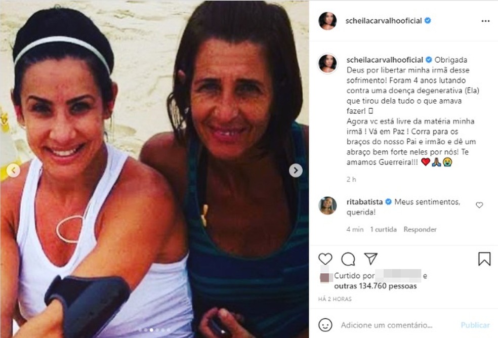 Irmã de Scheila Carvalho morre após doença degenerativa — Foto: Reprodução / Redes Sociais