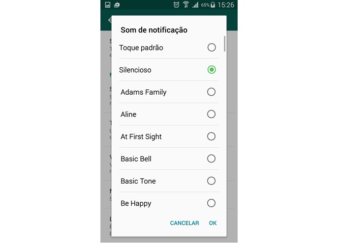 Silenciando as notificações no WhatsApp (Foto: Reprodução/Lívia Dâmaso)