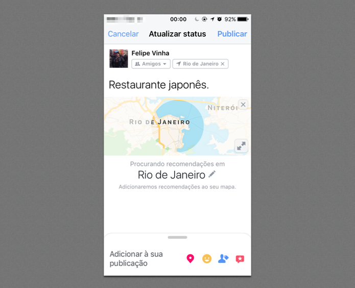 Como pedir recomendação de locais e serviços a amigos no Facebook (Foto: Reprodução/Felipe Vinha)