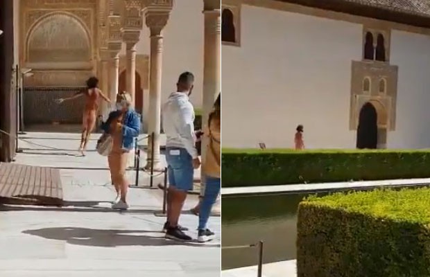 Homem corre nú por corredores de ponto turístico (Foto: Reprodução )