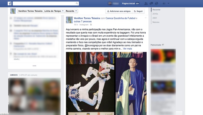 Venilton Torres; Taekwondo; Amapá (Foto: Reprodução/Facebook)