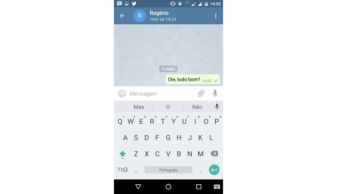 Tique único no Telegram significa que mensagem está na nuvem do serviço (Foto: Reprodução/Raquel Freire)