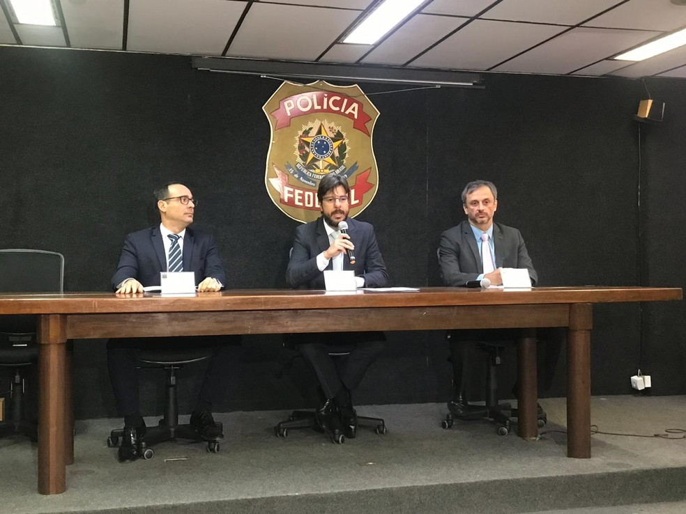 Coletiva na sede da Polícia Federal da Bahia, em Salvador, detalhou informações sobre a Operação Caduceu. — Foto: Itana Alencar/G1 BA