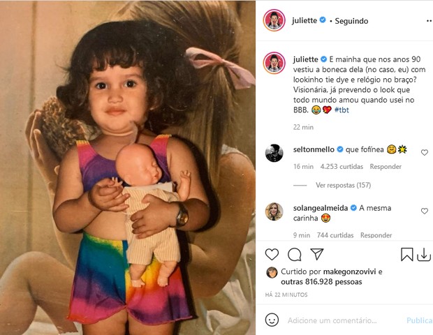 Juliette mostra  foto criança (Foto: Reprodução/Instagram)