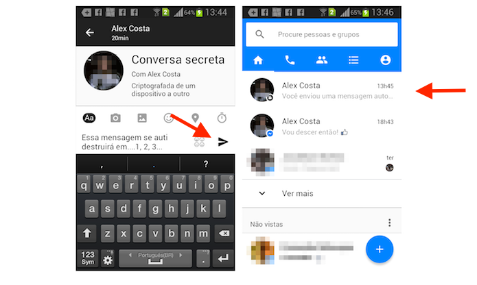 Mensagem secreta do Facebook Messenger em um dispositivo Android (Foto: Reprodução/Marvin Costa)