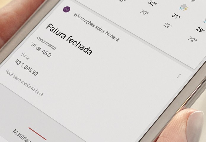 Nubank agora avisa sobre a fatura fechada no Google Now Cards (Foto: Divugação/Nubank)