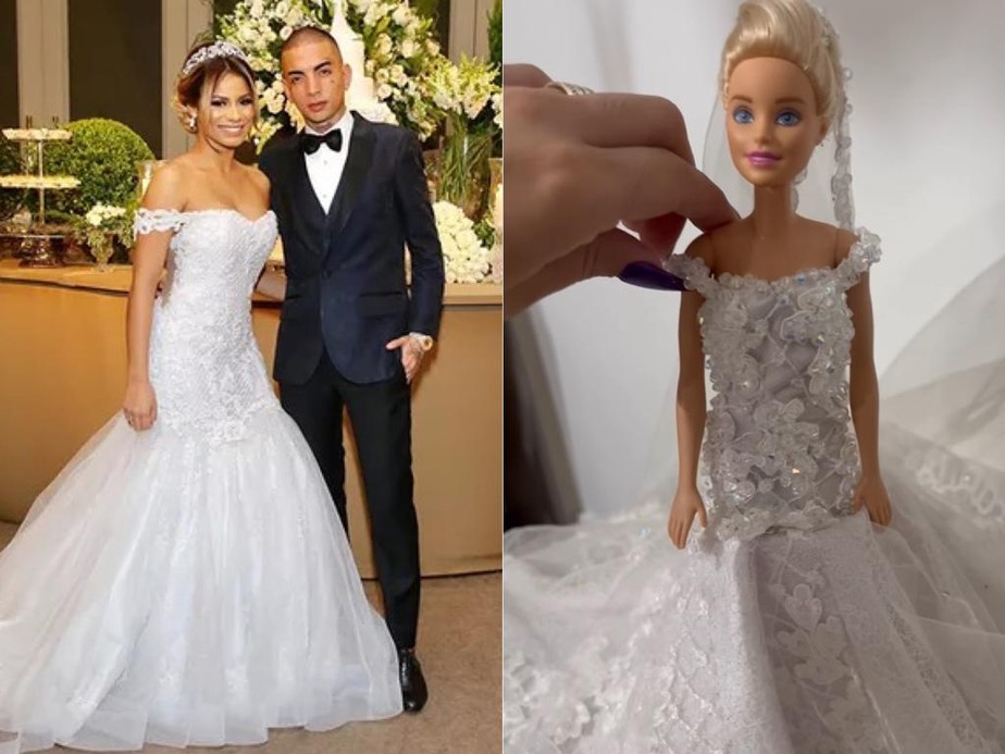 Lexa mostra boneca com réplica de seu vestido de noiva