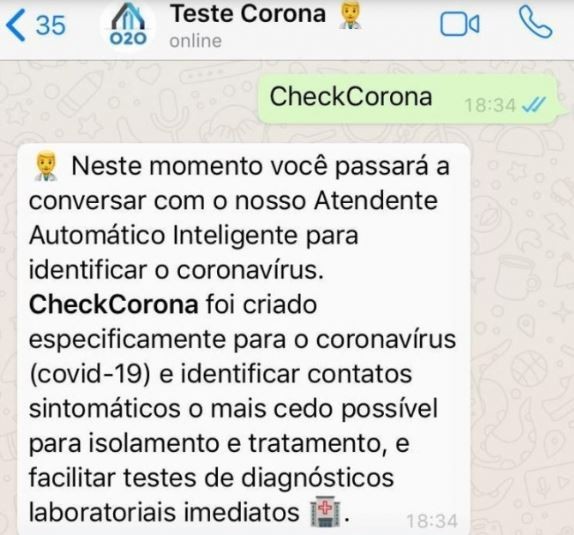 Chatbot CheckCorona foi reconhecido pelo Ministério Público de Pernambuco e pela Secretaria Estadaul de Pernambuco (Foto: Reprodução)