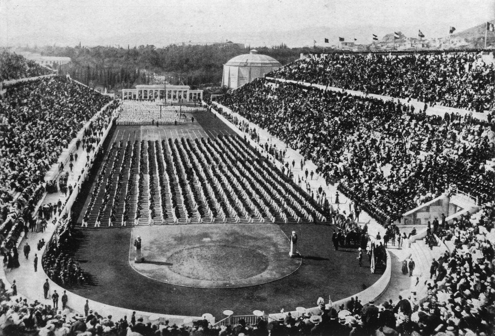 Abertura da Olimpíada de 1896, em Atenas — Foto: Hulton archive/getty